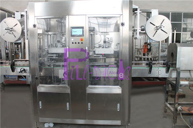 Industrial Automatic Labeling Machine , Beverage Bottle Double Head Sleeve Labeling System