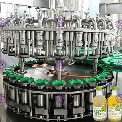 Full Auto Glass Bottle Liquid Filling Machine , Fruit Juice Filler 8000BPH
