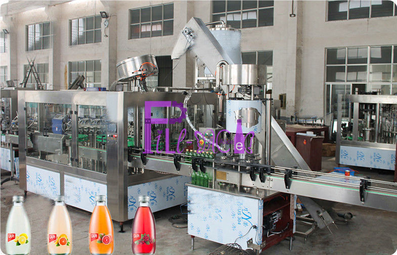 Full Auto Glass Bottle Liquid Filling Machine , Fruit Juice Filler 8000BPH