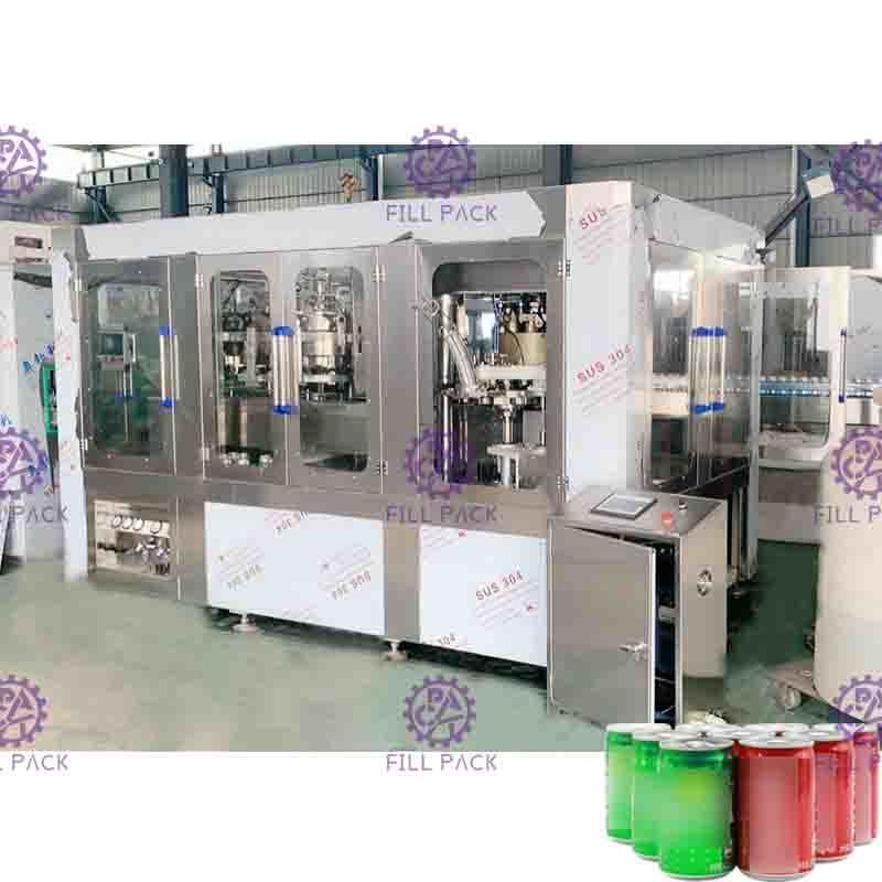 Screw Feeding Type Cola / Soda Can Filling Machine / Canning Machine Plc Control