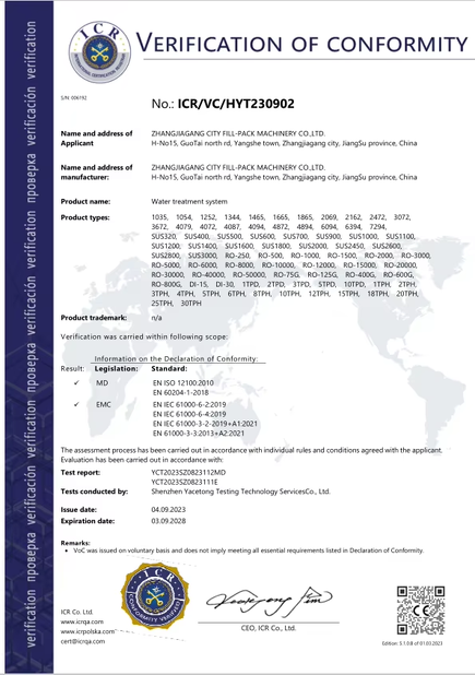 China Zhangjiagang City FILL-PACK Machinery Co., Ltd certification
